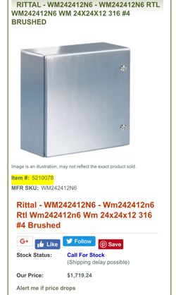 Rittal Stainless enclosure 5210078 MFR SKU:WM242412N6
