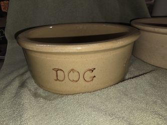 Robinson Ransbottom Roseville Pottery Stone Ware Dog Bowls