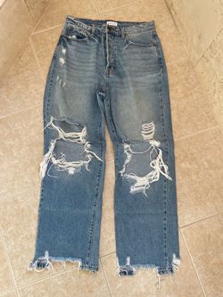 Cello Distressed High-Rise Wide Leg Jeans