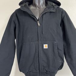 Carhartt Black Hooded Insulated Full Swing Zip Jacket, Size Large, Model (0J3371-M)