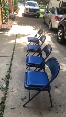 Blue metal Chairs padded seat