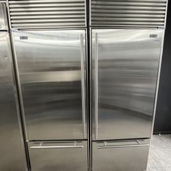SubZero Built In Bottom Freezer 60” Refrigerator Set Used
