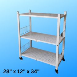 New, Metal rolling cart measuring 28 x 12 x 34 inches