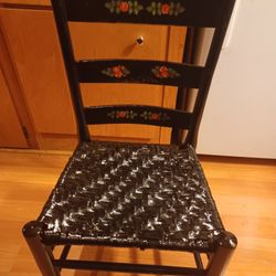 Vintage Black Woven Seat Decorative Accent Chair
