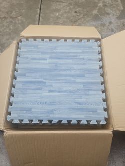 24x24 floor tile wood grain foam gray new