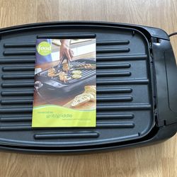 Like new: Food network reversible 20 Inch Ceramic Nonstick Electric Grill/Griddle with Adjustable Temperature.