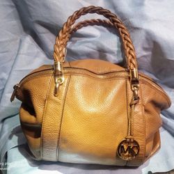 Michael Kors Camel Leather Bowling Bag

