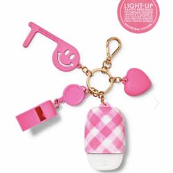Limited Edition! BATH & BODY WORKS💗🌸PINK GINGHAM 🌸💗 Safety Light-up Multi-tool pocketbac holder/keychain 