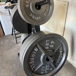 340 Lb Weight Set And Bench &Barbell 