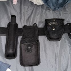 Radio Holster, Baton and Baton holster, Handcuffs and cuff holster