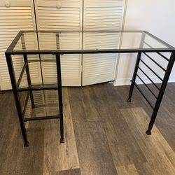 Beautiful Glass And Metal Desk - H30”, D20”, W42”