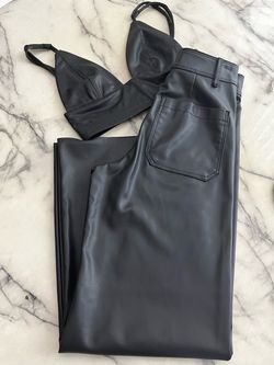 Black Faux Leather Two-Piece Set