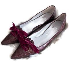Delman Vintage Maroon Leather Flats