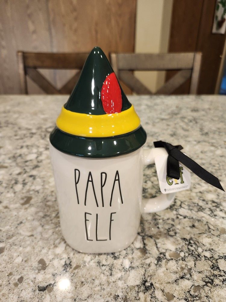 RAE DUNN ELF MUG with TOPPER