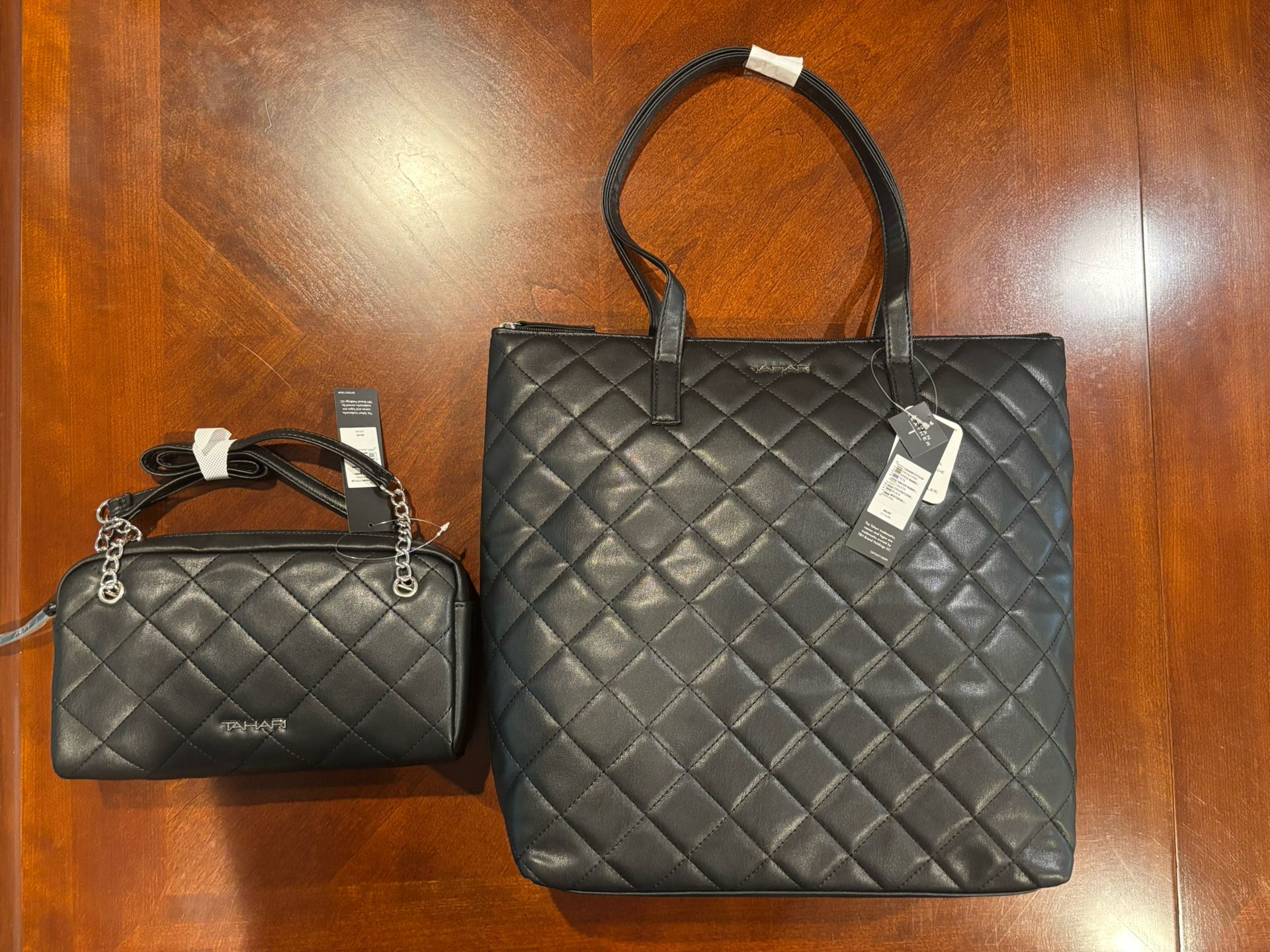 Tahari Vegan Leather Tote And Purse Set