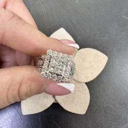 14k White 3 Caray Diamond Gold Princess Cut Engagement Ring 