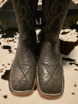 Mens Authentic Ostrich Patchwork Boots