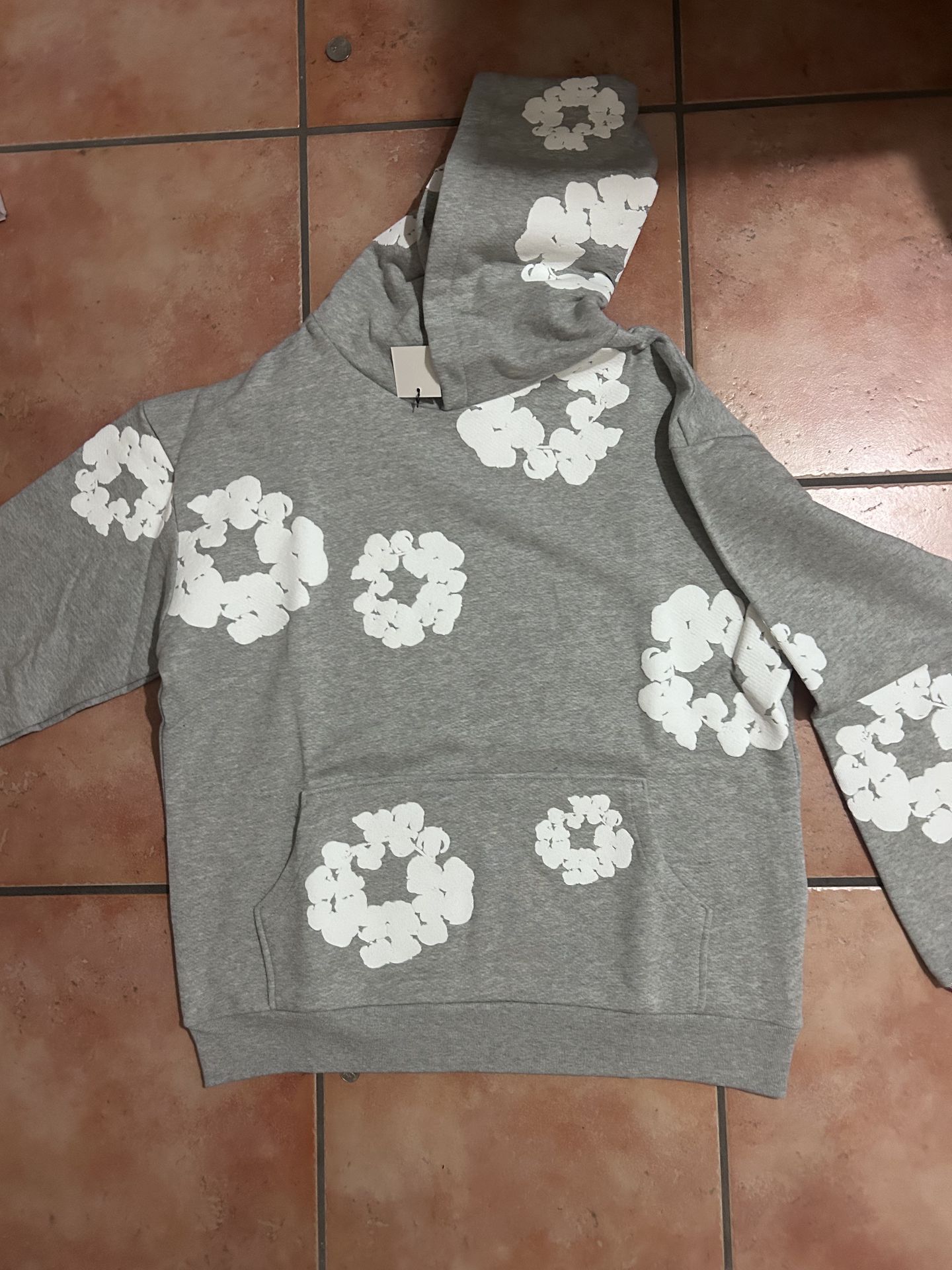 GREY DENIM TEAR LARGE and MEDUIM