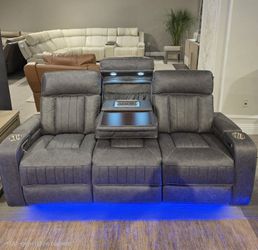 Power Recliner Sofa with Drop Table and Floor lights!