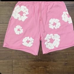 Pink Denim Teat Shorts Size L