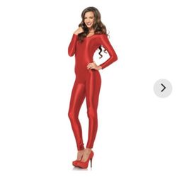 Red Metallic-Look Spandex Catsuit/Costume (M)