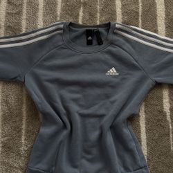 adidas Women's Gray Fleece Pullover Crew Neck Sweatshirt XS Regular Long Sleeve