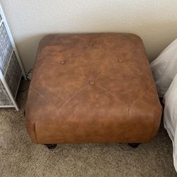Brown Real Leather Stool