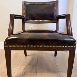 Vintage Paoli Chair Company Brown Lounge Chair w/ Brass Nailhead Design- Accent Chair- Office Chair