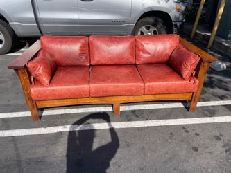 Mission style Oak leather sofa Mission style Oak leather sofa