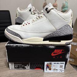 Size 10.5 - Air Jordan 3 Retro White Cement Reimagined