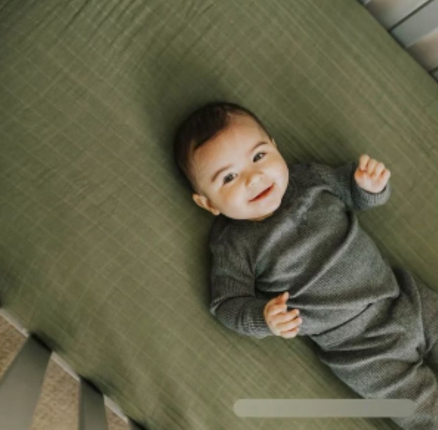 Little Unicorn Fern Green Muslin Crib Sheet