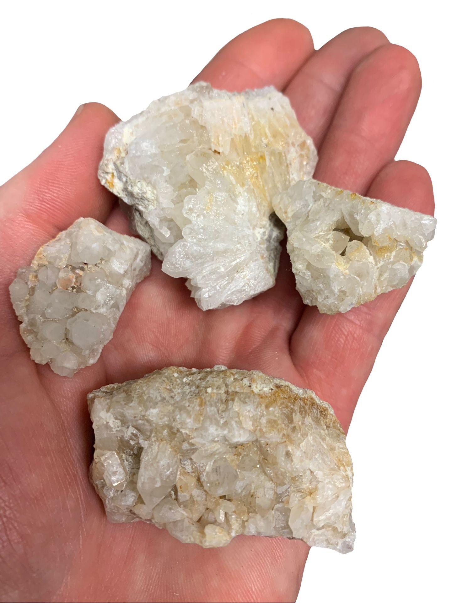Set Of 4 Quartz Crystal Clusters. Rocks Crystals Gemstones Minerals