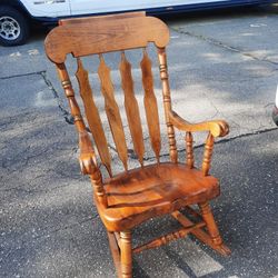 Beautiful large antique solid wood rocking chair - $125