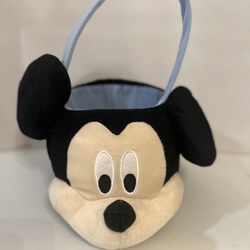 Disney Mickey Mouse Basket Bucket Bag Easter Halloween Costume Blue Inner Lining