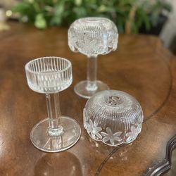 Vintage Hurricane Glass Candle Holders