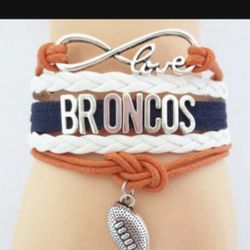 LETS GO BRONCOS! BRONCOS LEATHER AND TIBETAN SILVER LOVE FIR ETERNITY 