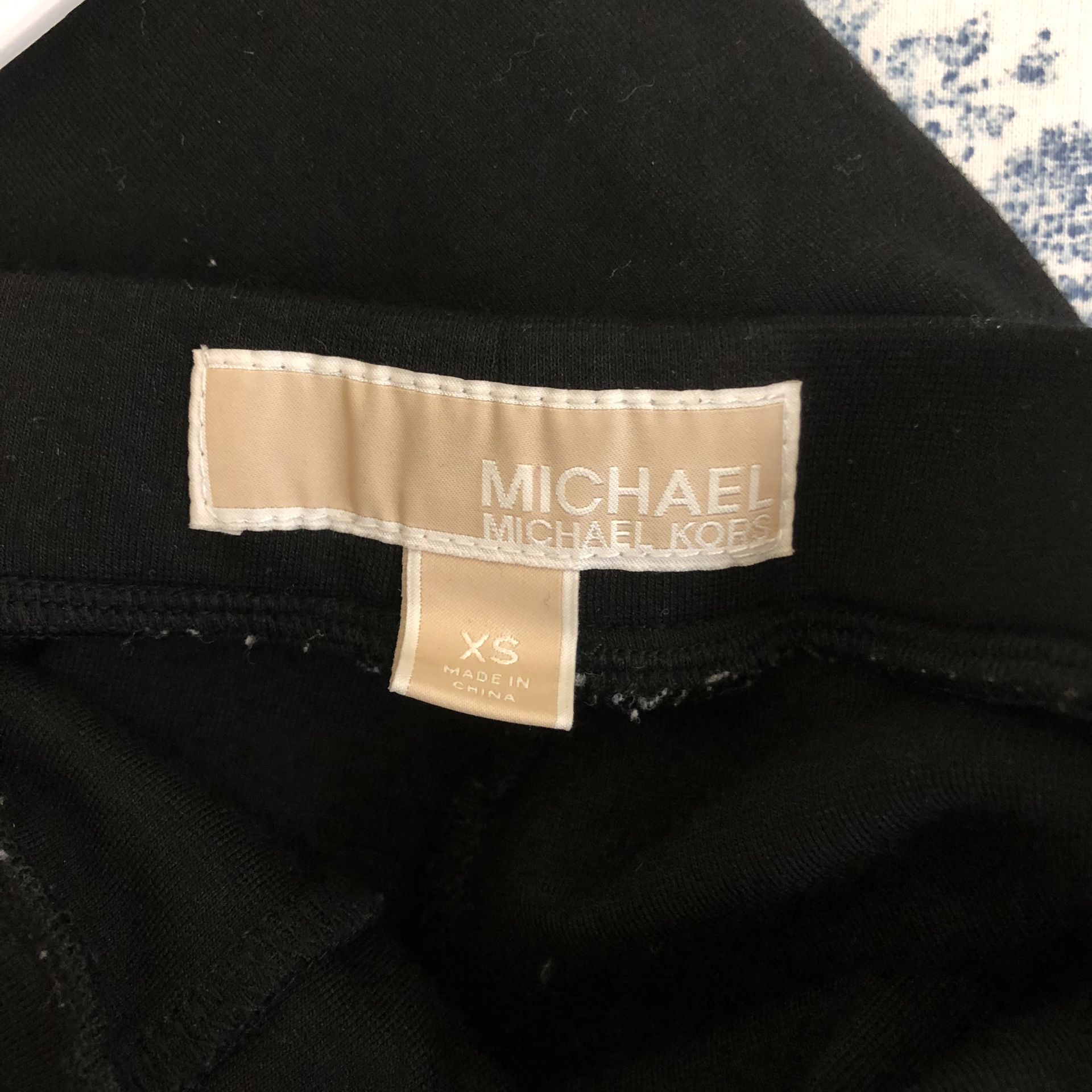Michael Kors XS Black Leggings w/ Leather Detail