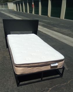 TWIN BED FRAME WITH HEADBOARD AND MATTRESS