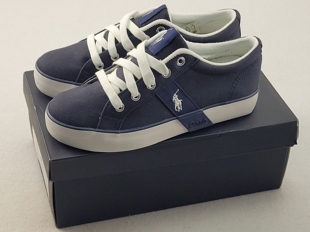 Polo Ralph Lauren Navy Giles Low Top Sneaker Walking Shoes Grade School Size 1.5
