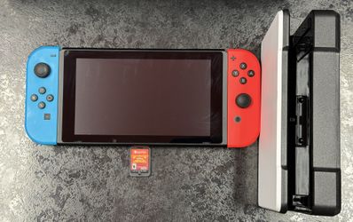 Nintendo Switch V2 Neon Red Blue Console Bundle Dock,Case & Pokémon Scarlet