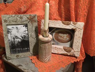 Ceramic Frames & Wooden Candleholder