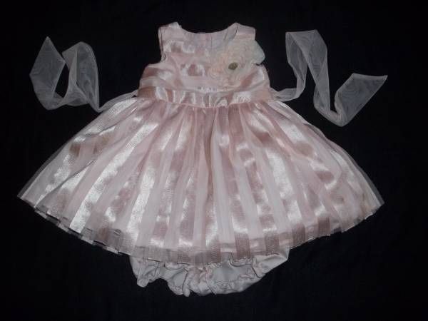 Pippa & Julie Baby Girl 18M Ribbon Stripe Holiday Dress Outfit Bloomer