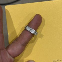 Iced Out Silver Love Bangle Ring Size 12 VVS1 Moissanite Diamond Test Pass