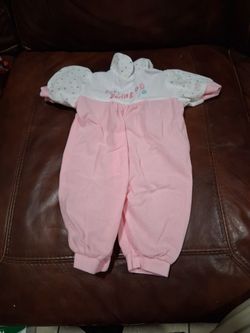 Vintage "Baby Darling" Pink-and-White Romper