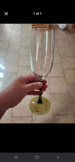 Vintage Green Glass Flute Glasses 6