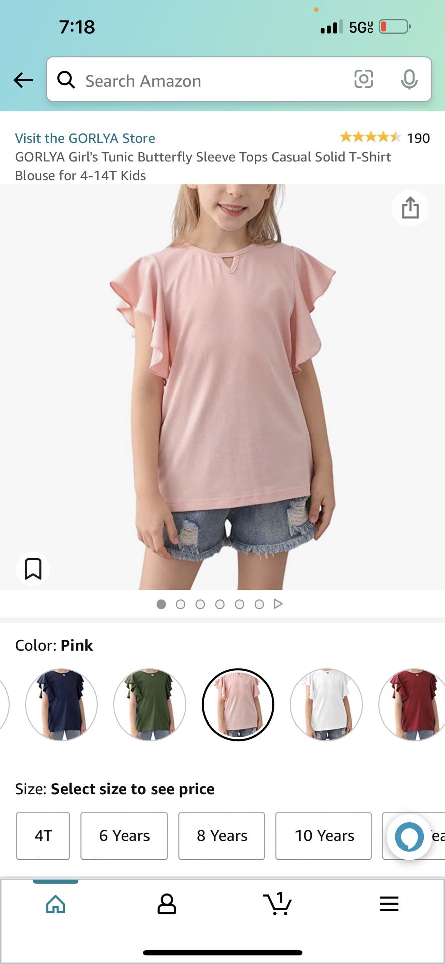 GORLYA Girl's Tunic Butterfly Sleeve Tops Casual Solid T-Shirt Blouse for 4-14T Kids