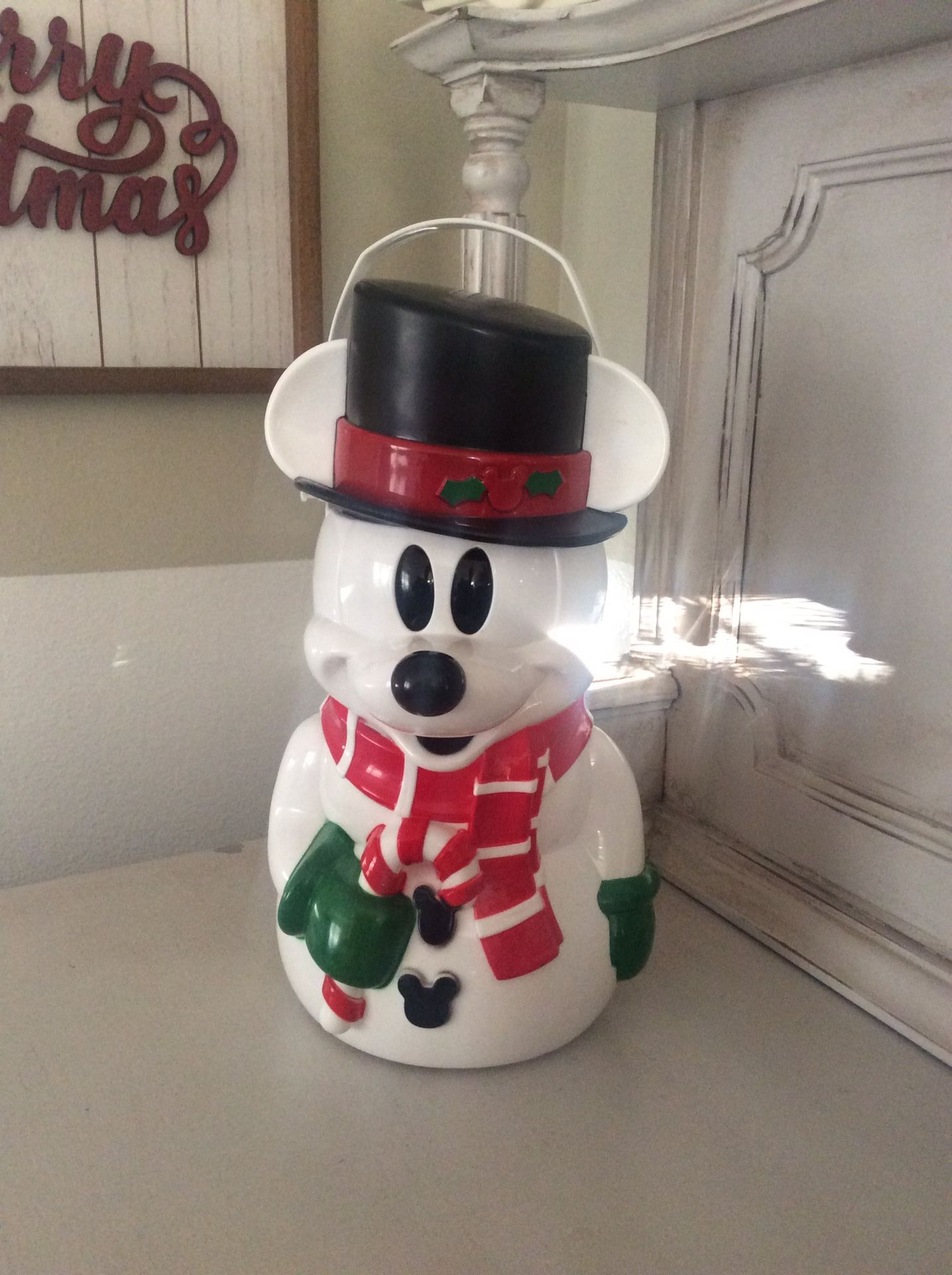 Disney Parks SNOWMAN Mickey CHRISTMAS Popcorn Bucket