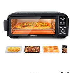 Beelicous Pro 19QT Digital 8-in-1 Air Fryer Toaster Oven, 550°F Flavor-Lock Tech, Flip Up & Away Capability, 40+ Recipes, Airfryer Countertop Oven Com