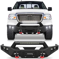 Pofenze F150 Front Bumper Fits 2004 2005 2006 2007 2008 Ford F150 Pickup Bumper With Winch Plate And Lights