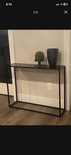 Console, Entryway Accent Metal Table In Matter Black W36”xD10”xH28”x